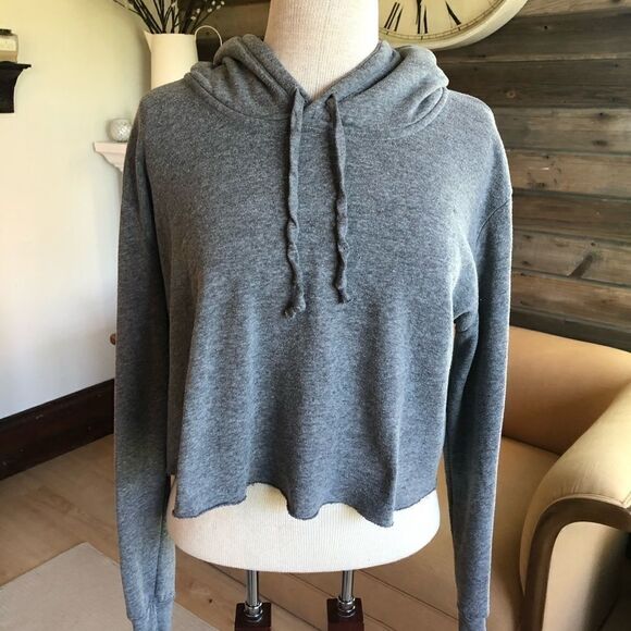 Brandy Melville Raw Cut Cropped Hoodie - Picture 1 of 5